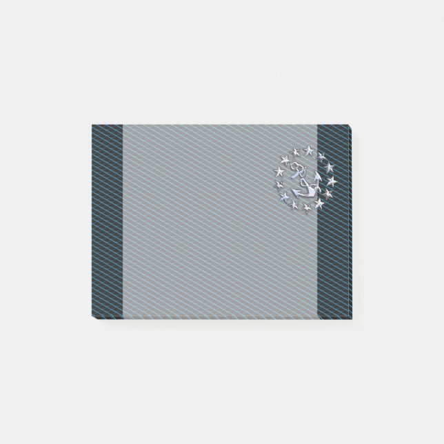 Blue Chrome Like Yacht Flag Automotive Grille Post-it Notes (Front)