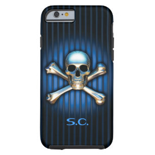 Blue Chrome Skull and Crossbones iPhone 6 Case