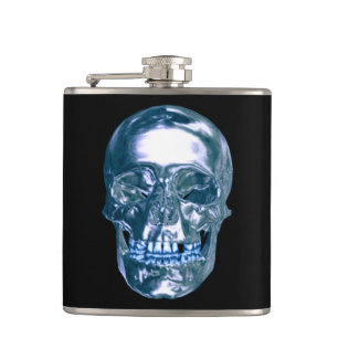 Blue Chrome Skull Flask