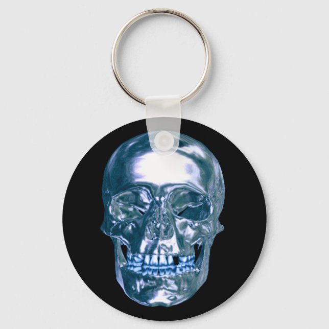 Blue Chrome Skull Key Chain (Front)