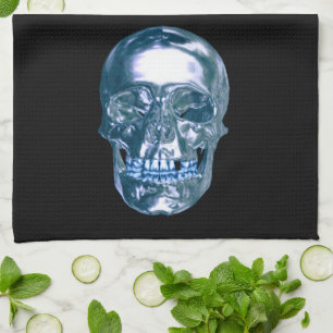 Blue Chrome Skull Kitchen Towel
