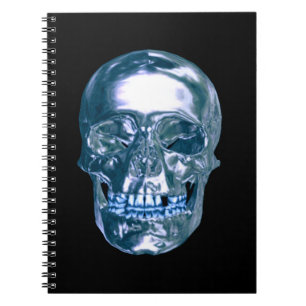Blue Chrome Skull Spiral Notebook