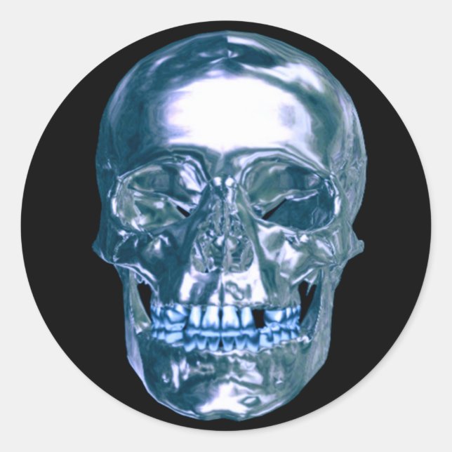 Blue Chrome Skull Stickers (Front)