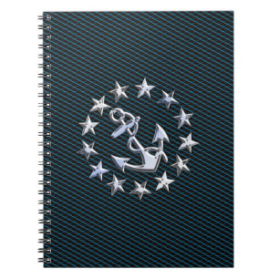 Blue Chrome Style Yacht Flag on Grille Print Notebook