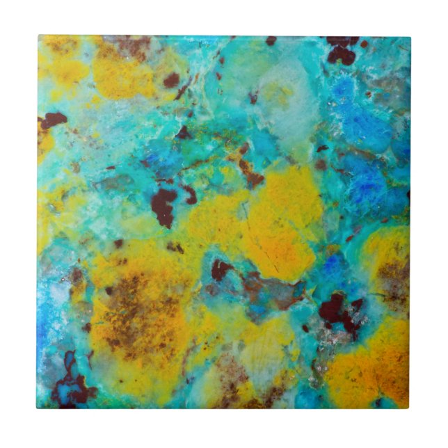 Blue Chrysocolla Jasper Ceramic Tile (Front)