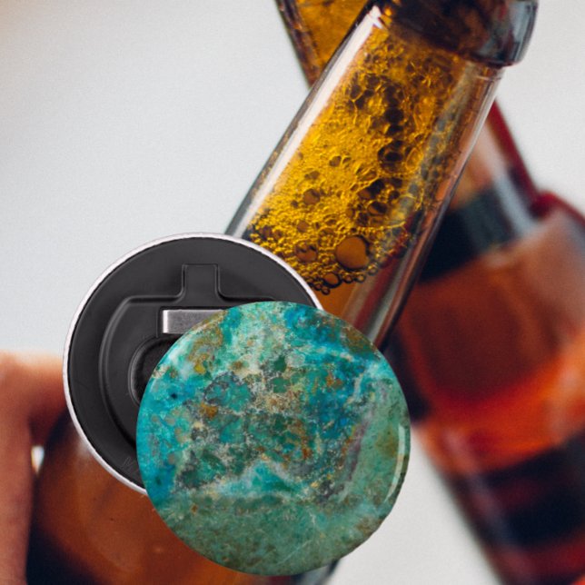 Blue Chrysocolla Mineral Stone Bottle Opener (In Situ Beer Bottle)