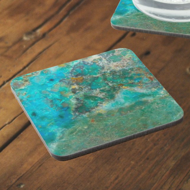 Blue Chrysocolla Mineral Stone Coaster (In Situ)