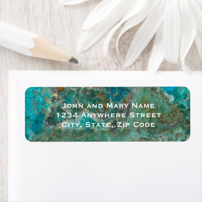Blue Chrysocolla Minerals Stone Address Return Address Label (Insitu)