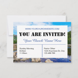 Blue Church Invitation Card