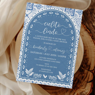 Blue Cielito Lindo Baby Shower Invitation Card