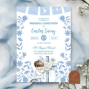  Blue Cielito Lindo First Holy Communion  Invitation
