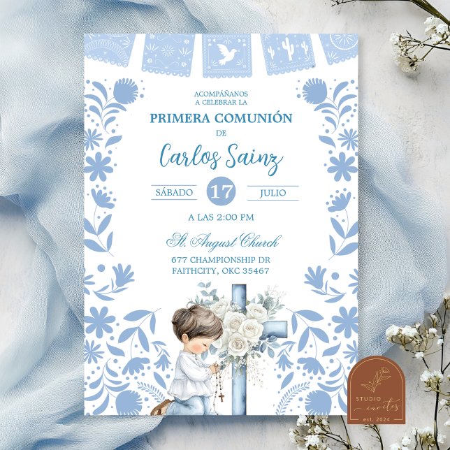  Blue Cielito Lindo First Holy Communion  Invitation (Creator Uploaded)