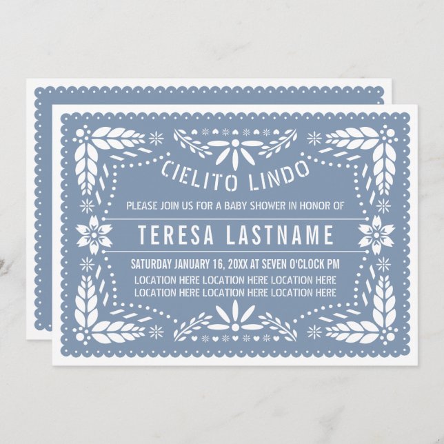Blue Cielito lindo Mexican baby  boy shower Invitation (Front/Back)