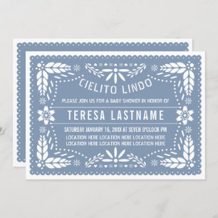 Blue Cielito lindo Mexican baby  boy shower Invitation