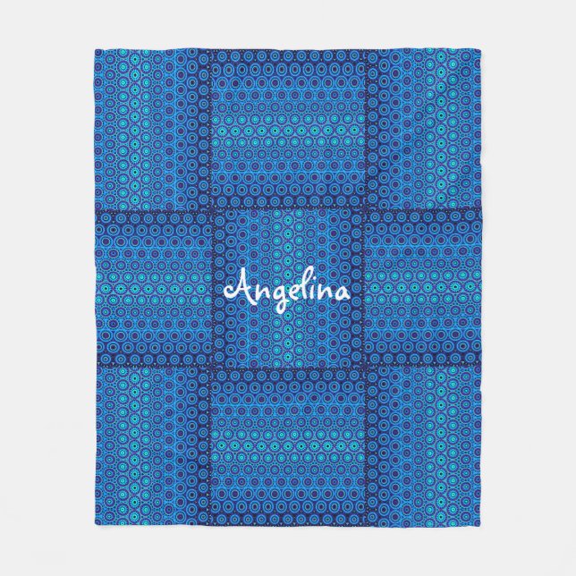 Blue Circle design Fleece Blanket (Front)