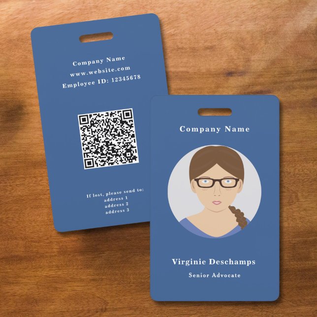 Blue Circle Photo Employee Badge ID Badge (Blue Circle Photo Employee Badge)