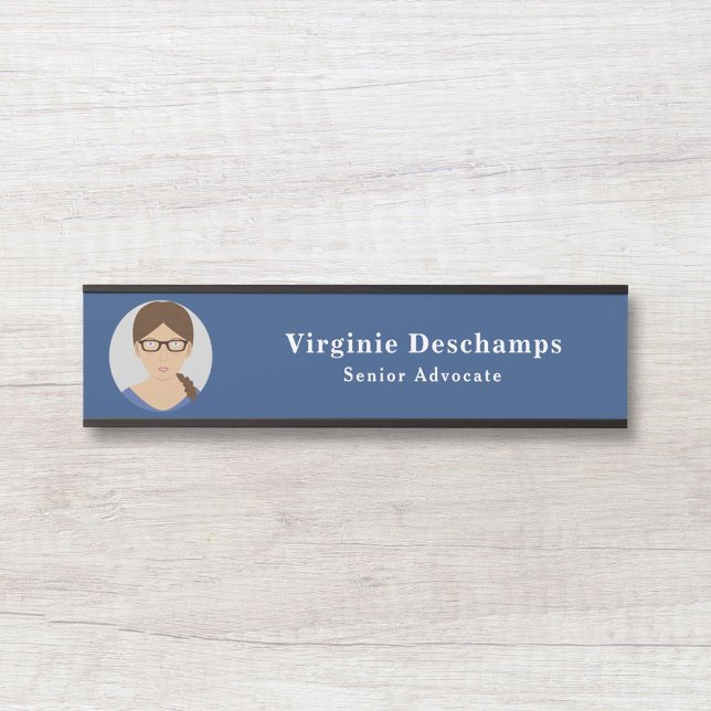 Blue Circle Photo Employee Office Door Sign (Blue Circle Photo Employee Office Door Sign)