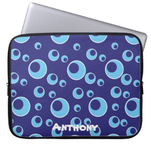 Blue Circles Dot Pattern Custom Laptop Sleeve