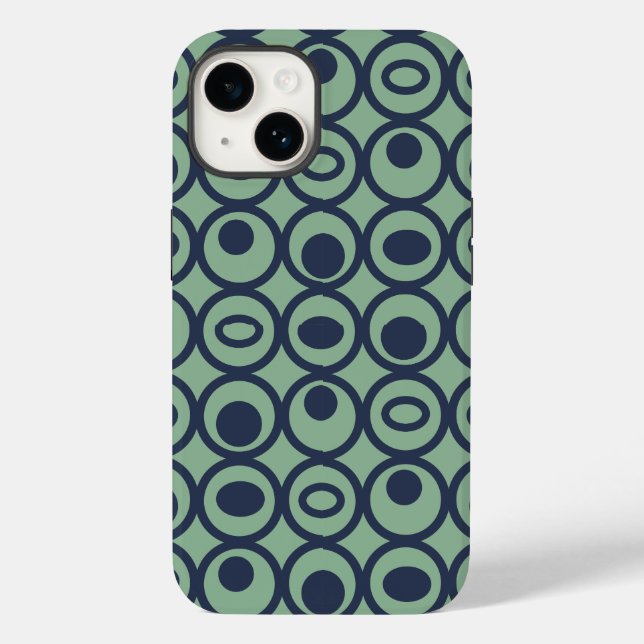 Blue Circles in Circles Case-Mate iPhone Case (Back)