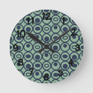 Blue Circles in Circles Round Clock