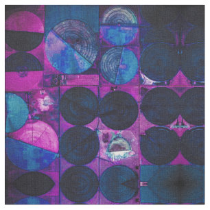 Blue Circles of 369 Abstract Fabric