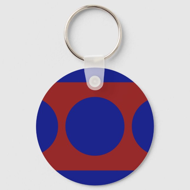 Blue Circles on Red Key Ring (Front)