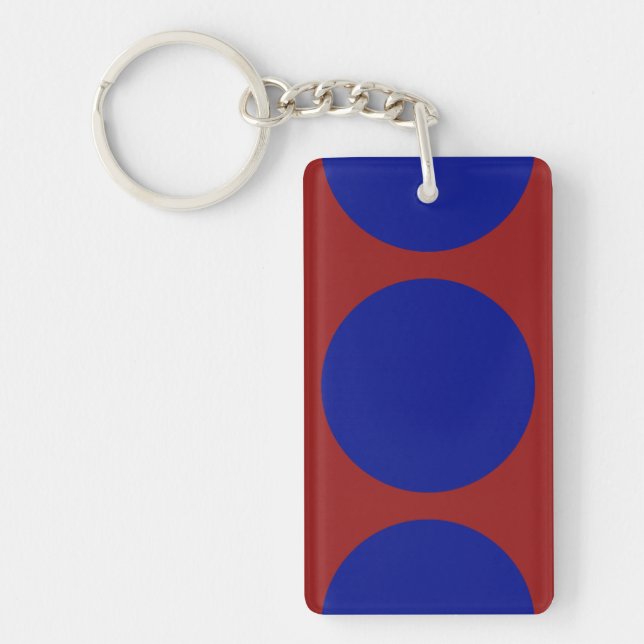 Blue Circles on Red Key Ring (Front)