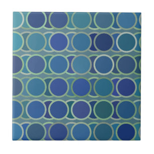 Blue Circles Pattern Ceramic Tile