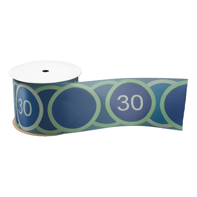 Blue Circles Pattern Custom Birthday Age Satin Ribbon (Spool)