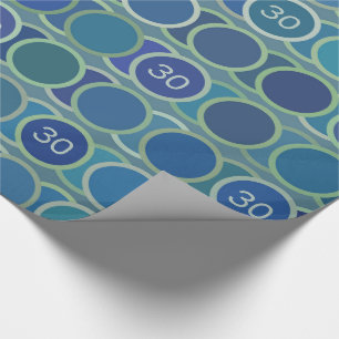 Blue Circles Pattern Custom Birthday Age Wrapping Paper