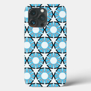 Blue Circles & Stars Pattern iPhone 13 Pro Case