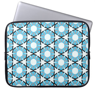 Blue Circles & Stars Pattern Laptop Sleeve