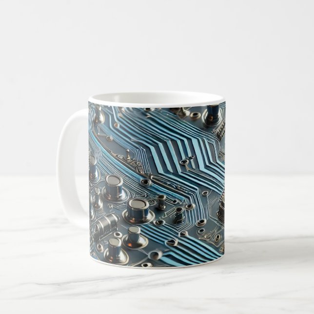 Blue Circuit Board Coffee Mug (Front Left)