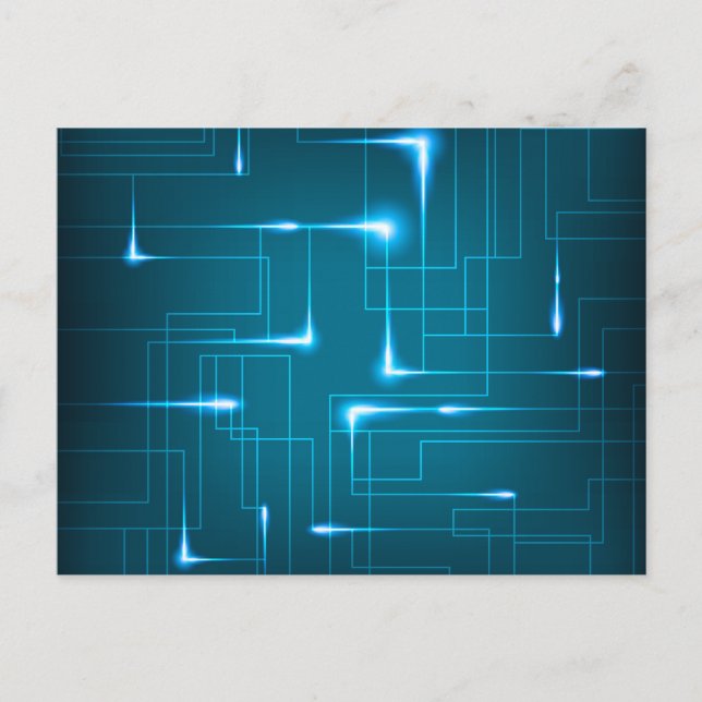 Blue circuit board design postcard (Front)