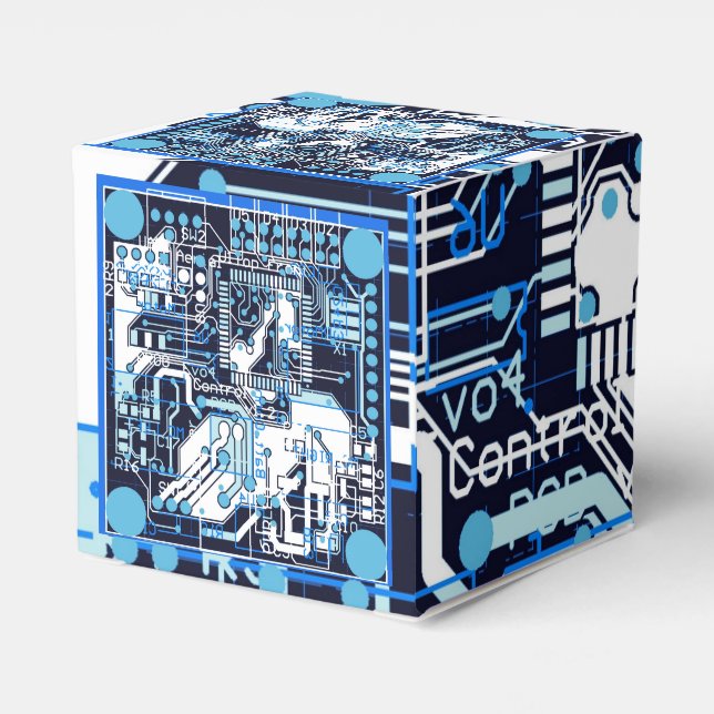 Blue Circuit Board Favour Box (Back Side)