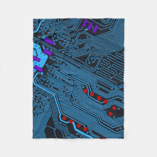 Blue Circuit Board Fleece Blanket