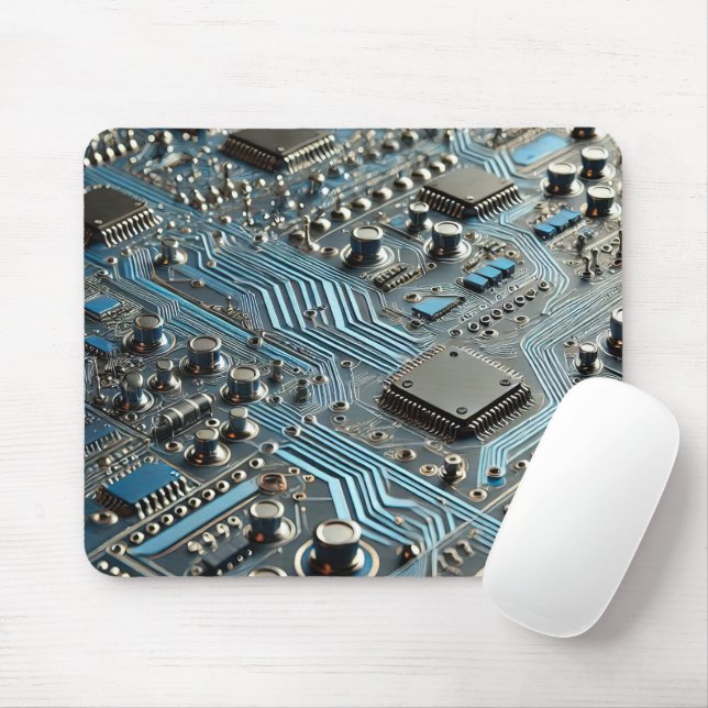 Blue Circuit Board Mouse Pad (With Mouse)