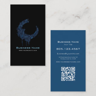Blue Circuit Board Paint Swirl Design – Custom Business Card