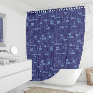 Blue Circuit Board Pattern Shower Curtain