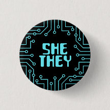 Blue Circuit Board She/They Pronouns