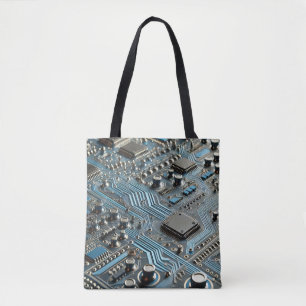 Blue Circuit Board Tote Bag