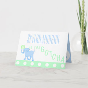 Blue Circus Elephant Cute Adoption Gotcha Day Card