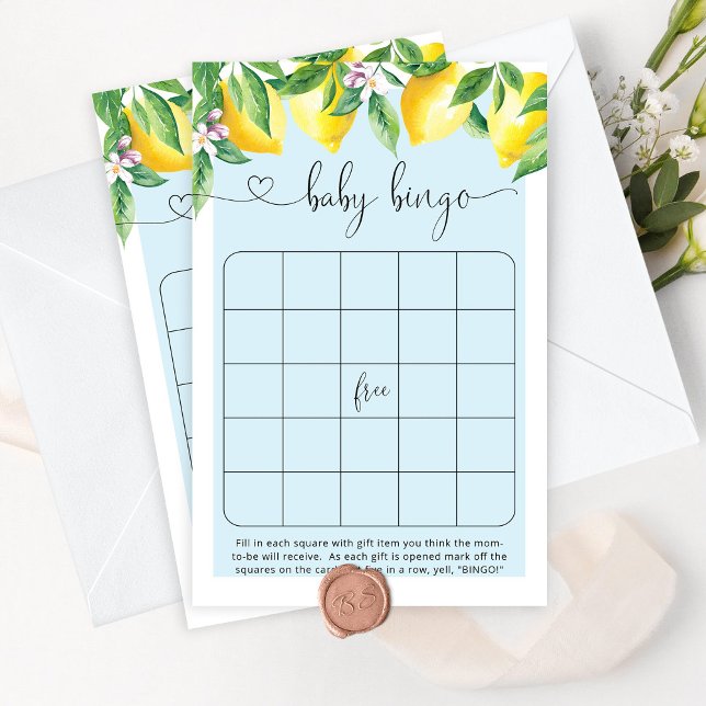 Blue citrus lemons baby shower bingo game (Creator Uploaded)