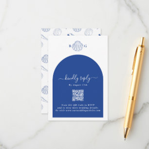 Blue Clam Seashells Coastal Seaside Beach Wedding Enclosure Card