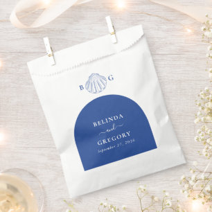 Blue Clam Seashells Coastal Seaside Beach Wedding Favour Bag