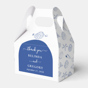 Blue Clam Seashells Coastal Seaside Beach Wedding Favour Box