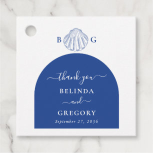 Blue Clam Seashells Coastal Seaside Beach Wedding Favour Tags