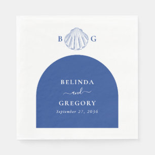 Blue Clam Seashells Coastal Seaside Beach Wedding Napkin