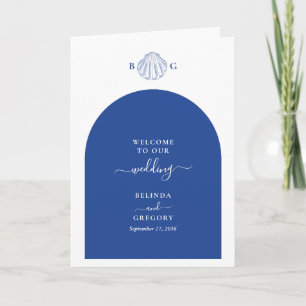 Blue Clam Seashells Wedding Order of Service Program