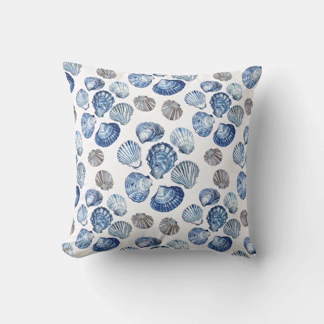 Blue Clam Shells Pattern Cushion (Front)